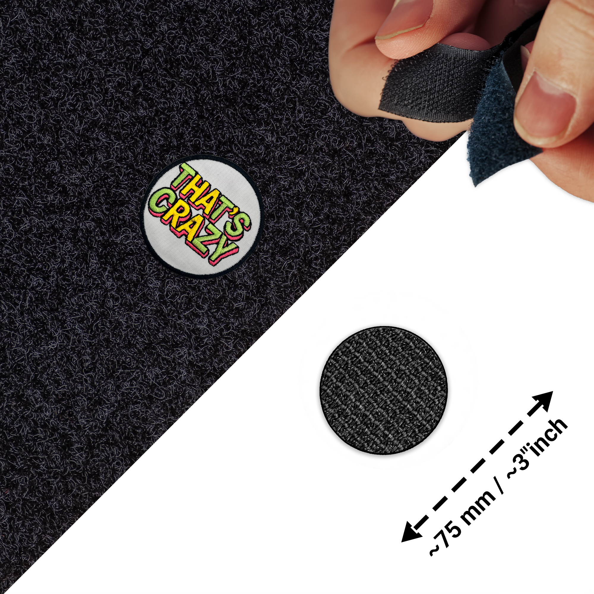 That’s Crazy Patch – 3" Embroidered Hook & Loop Morale Patch - Image 2