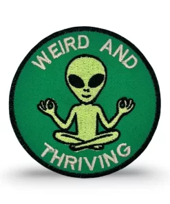 Weird and Thriving Patch – 3" Embroidered Alien Morale Patch with Hook & Loop Backing