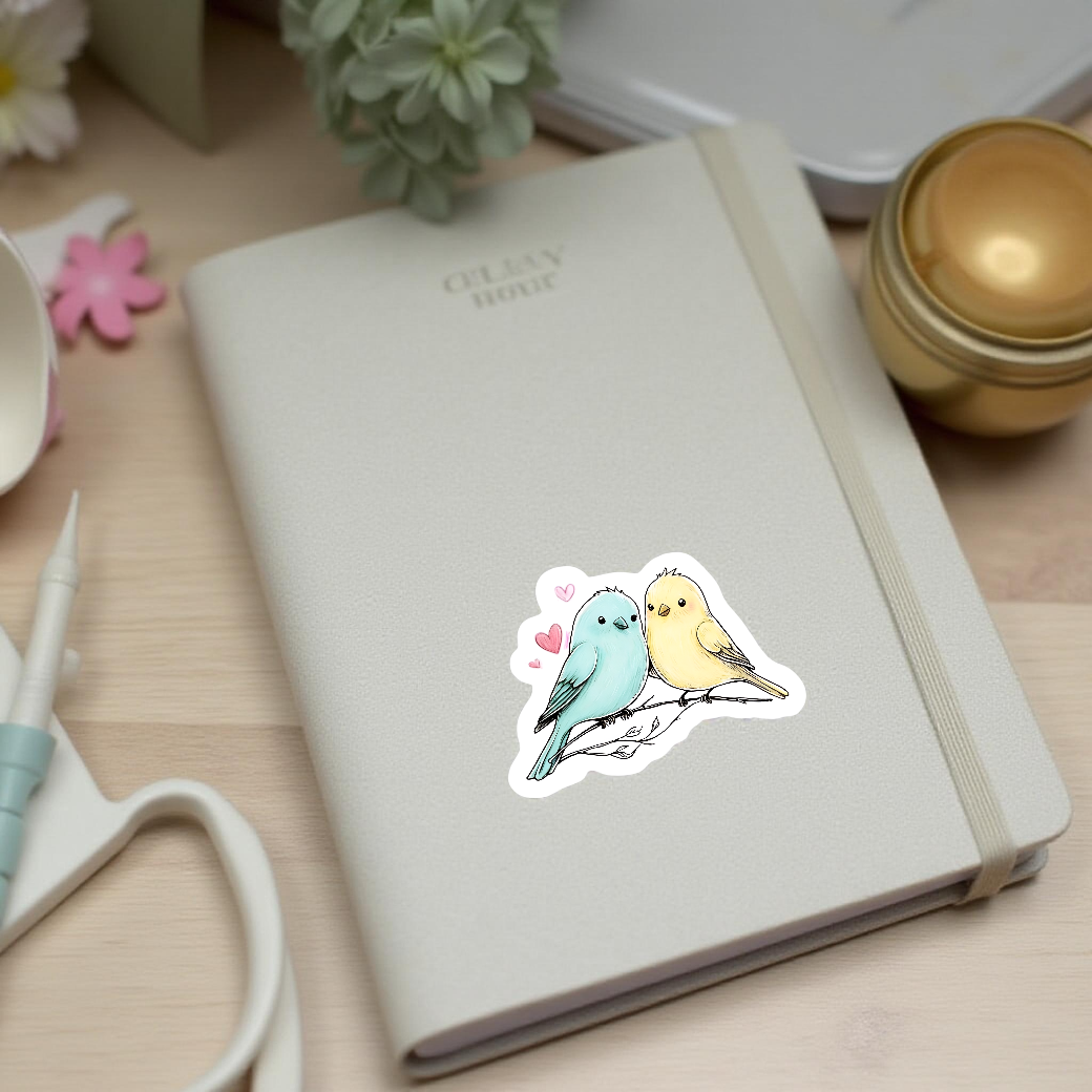 2pcs Love Birds Sticker – Cute Valentine Birds Vinyl Decal, 3 Inch - Image 4