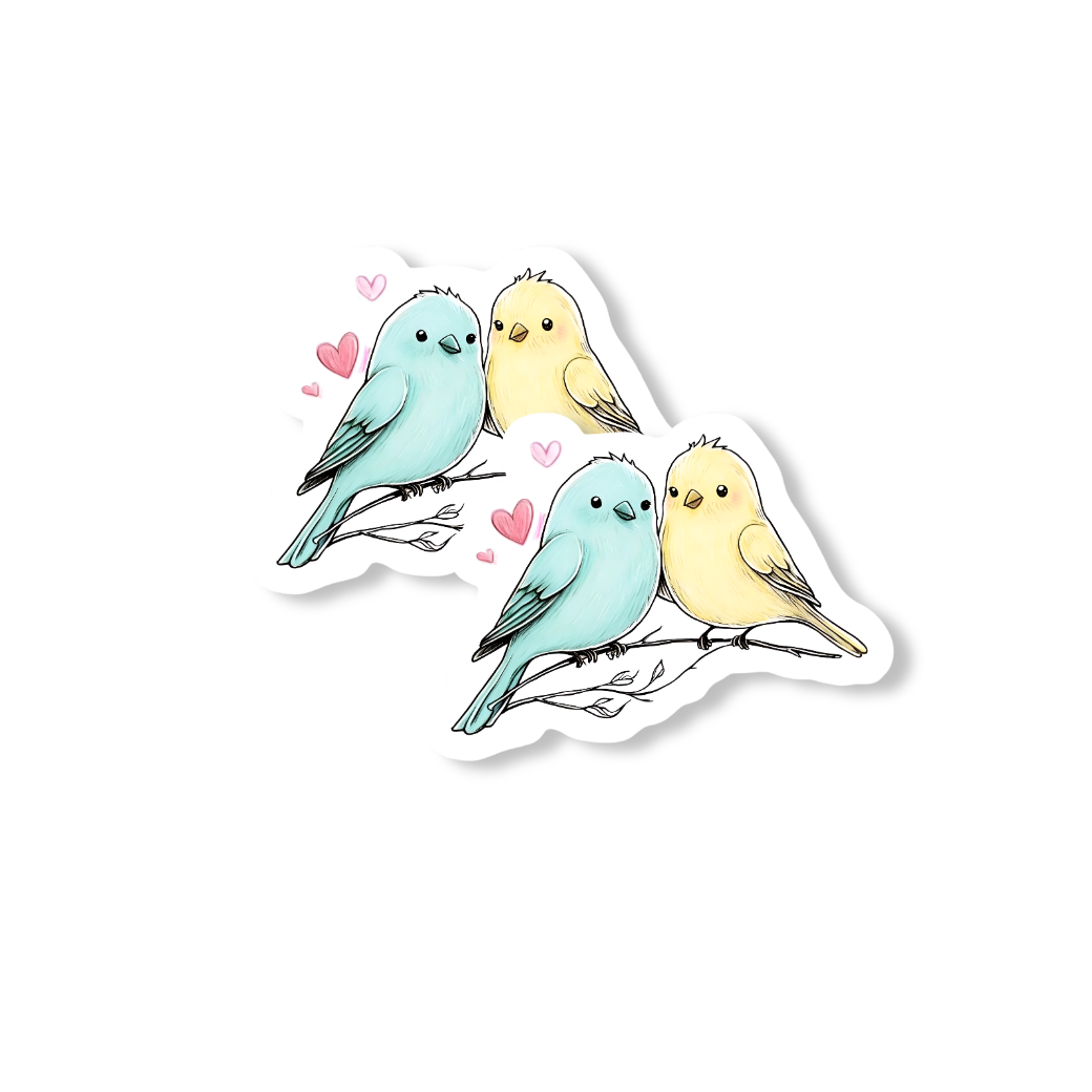 2pcs Love Birds Sticker – Cute Valentine Birds Vinyl Decal, 3 Inch