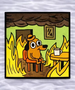 This Is Fine Dog Patch | 10×10 cm Sublimated Meme Patch