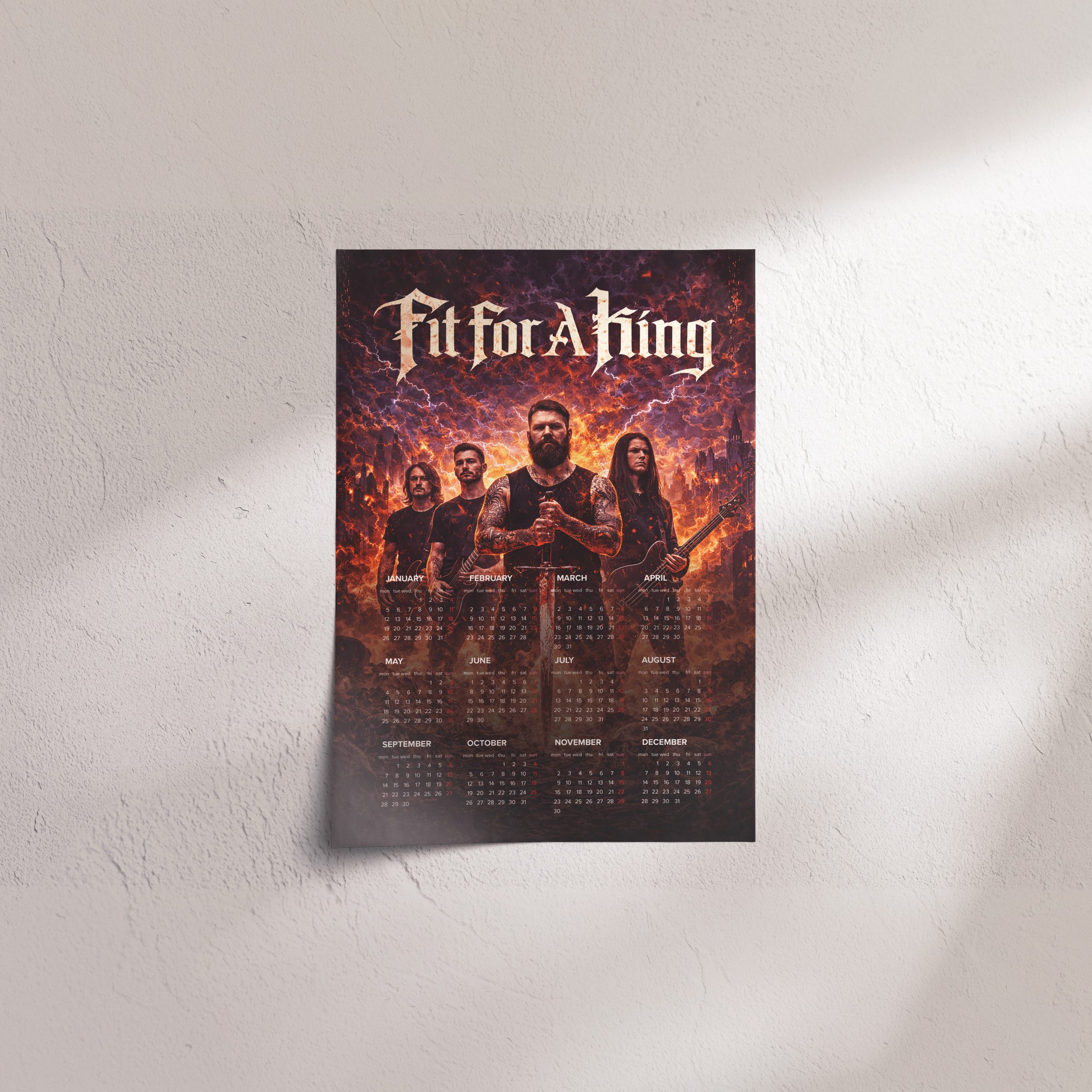 Fit For A King A3 Wall Calendar — Dark Art Print for 2026