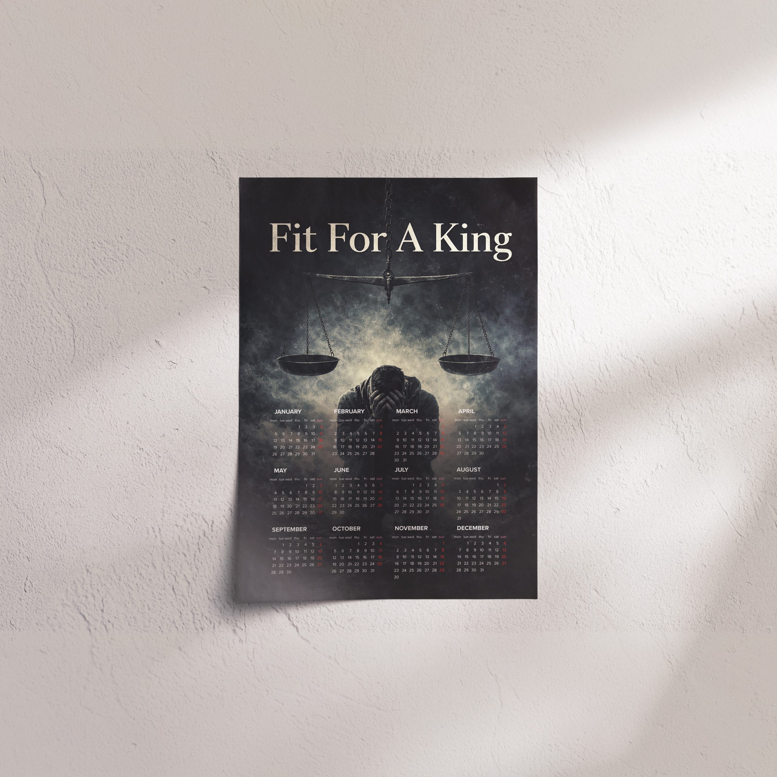 FIt For A King A3 Wall Calendar — Dark Art Print for 2026