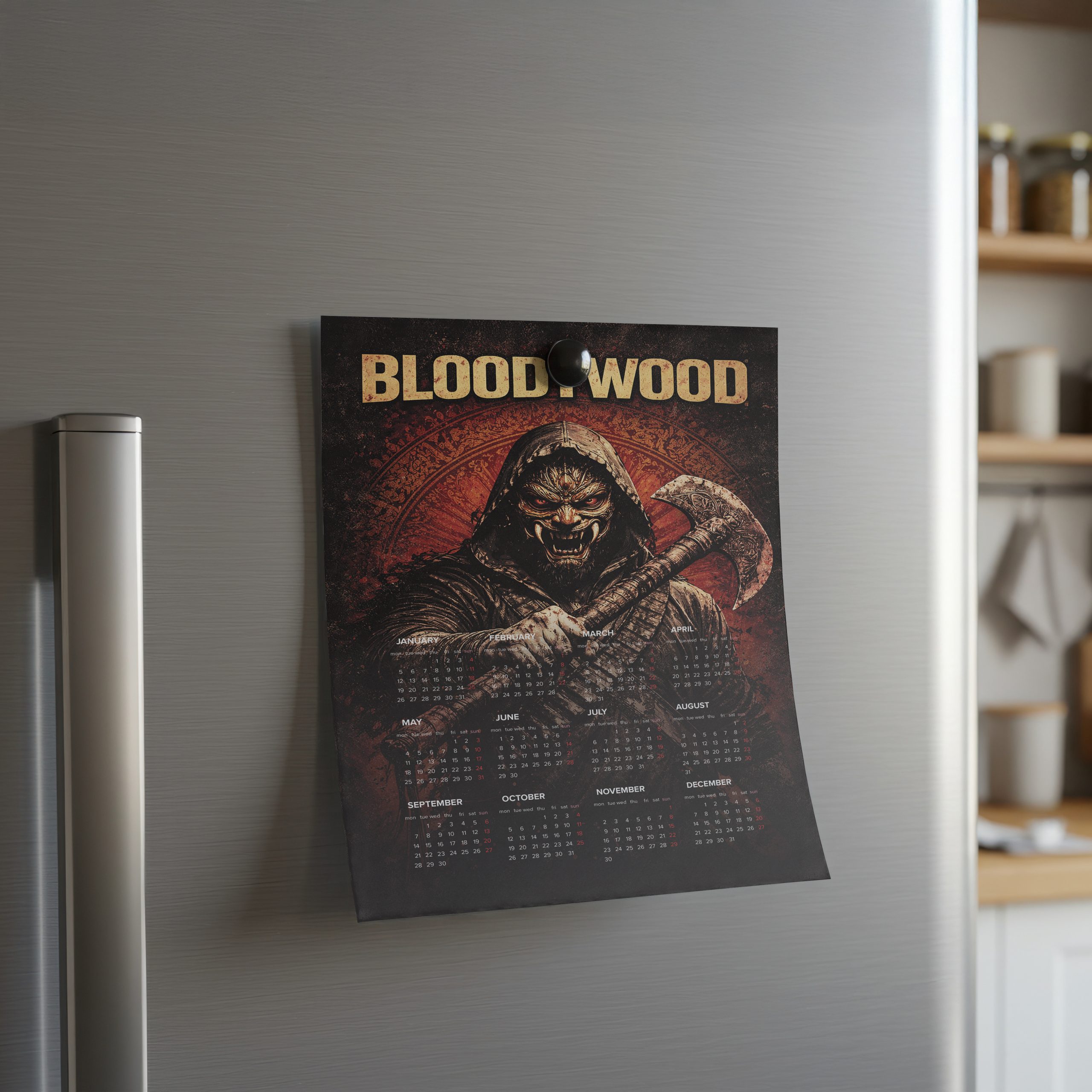 Bloody Wood A3 Wall Calendar — Dark Art Print for 2026 - Image 2