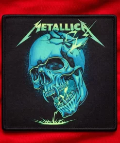 Neon Skull Metal Patch | 10×10 cm Sublimated Heavy Metal Patch