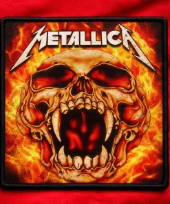 Flaming Skull Metal Patch | 10×10 cm Sublimated Heavy Metal Patch