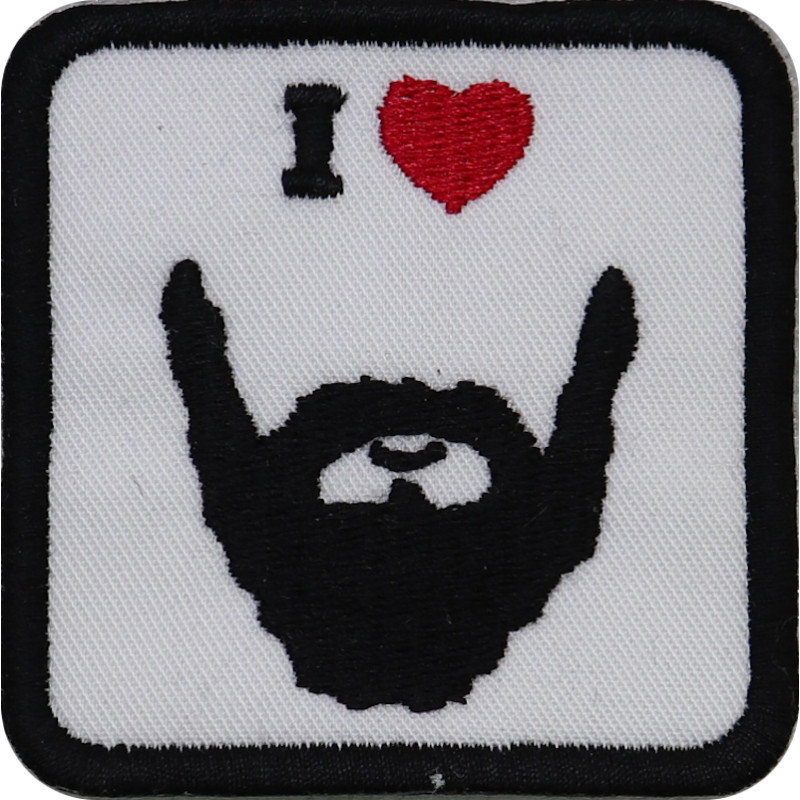 6X6 I Love Beard Embroidered Patch Badge Applique Iron on