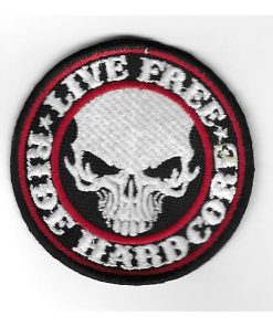 75Mmx75Mm Live Free - Ride Hardcore Embroidered Patch Badge Applique Iron on