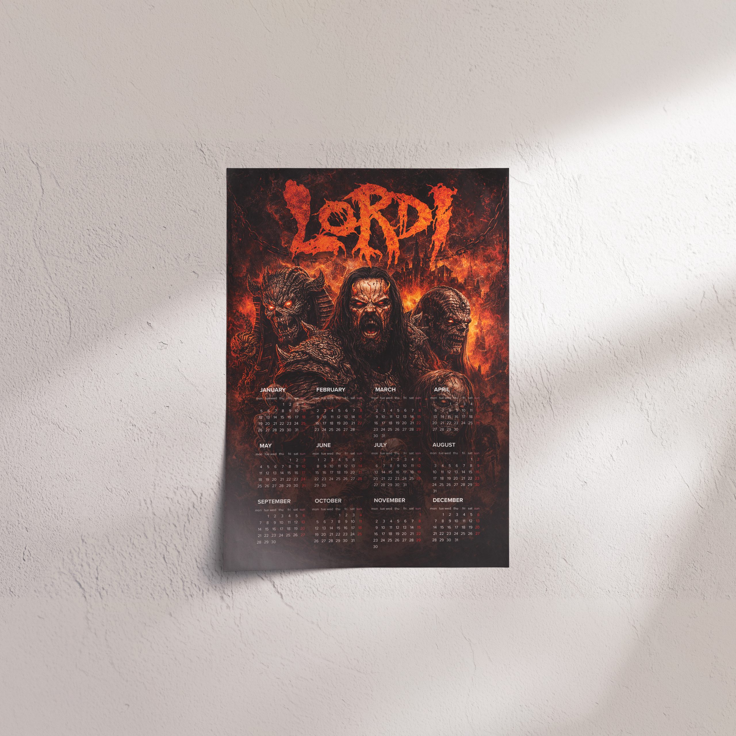 Lordi A3 Wall Calendar — Dark Art Print for 2026