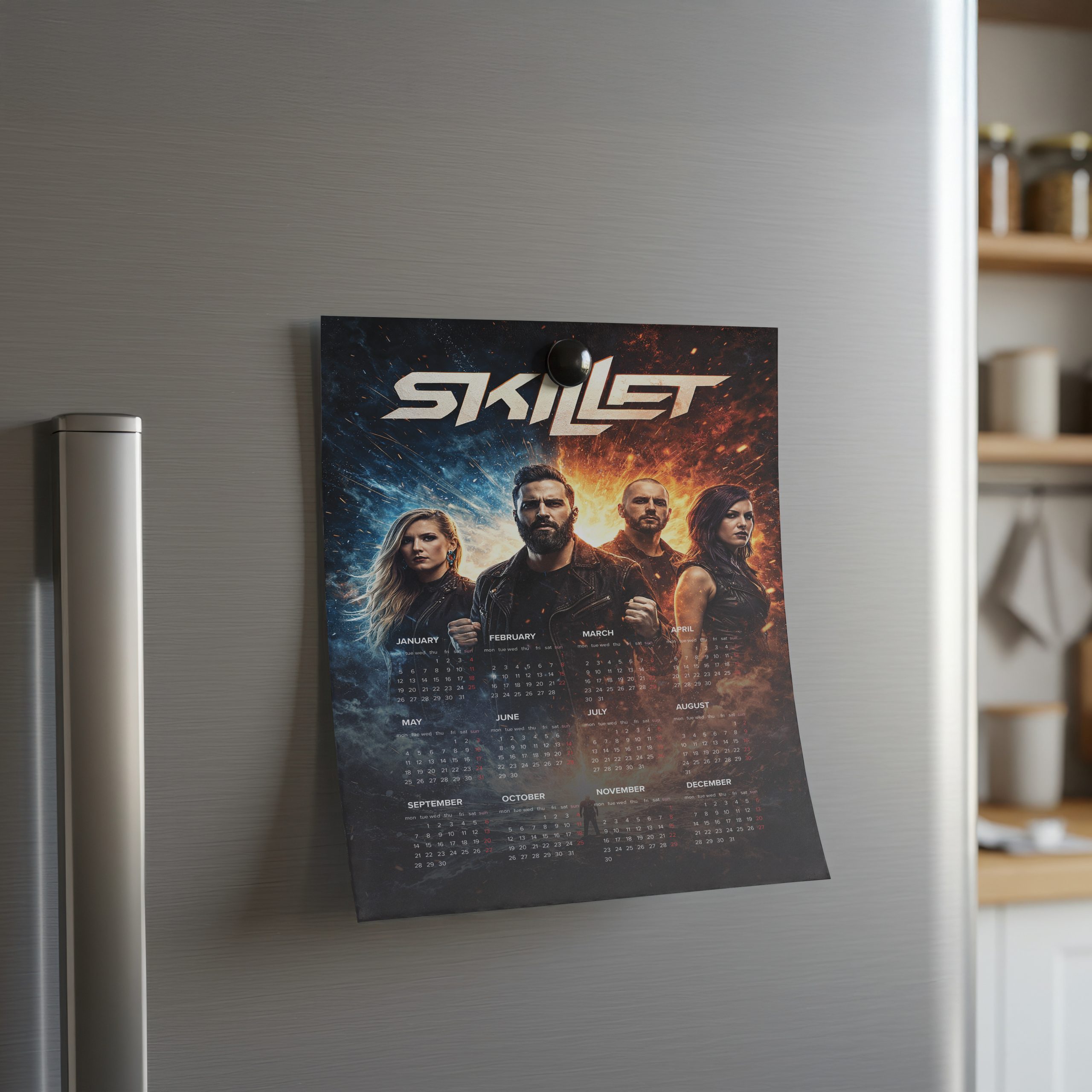 Skillet A3 Wall Calendar — Dark Art Print for 2026 - Image 2