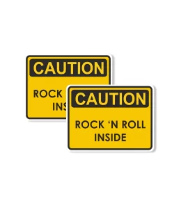 “Caution Rock ’N Roll Inside” Car Sticker – 5.9 Inch Waterproof Vinyl Decal 2pcs