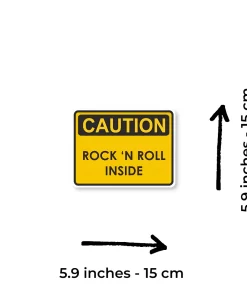 “Caution Rock ’N Roll Inside” Car Sticker – 5.9 Inch Waterproof Vinyl Decal 2pcs - Image 3