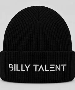 Black Billy Talent Beanie with White Embroidered Logo – Punk Rock Winter Knit Hat