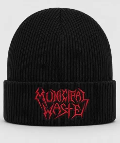 Black Cannibal Corpse Beanie with Red Embroidered Logo – Death Metal Winter Knit Hat