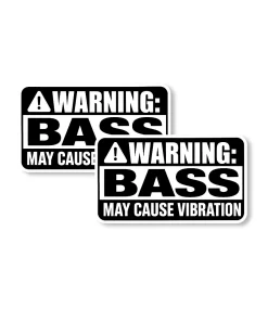 “Warning: Bass May Cause Vibration” Car Sticker – 5.9 Inch Waterproof Vinyl Decal 2pcs
